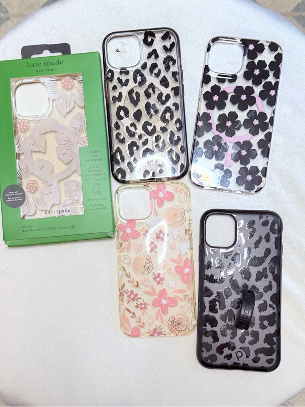 Apple Iphone 15 Cases kate spade Floral and Leopard Clear iPhone Case Bundle -